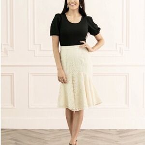 Rachel Parcell Ivory Floral Lace Midi Skirt